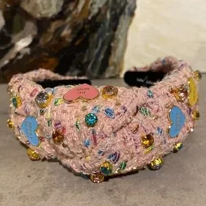 Brianna Cannon Pink Tweed Heart Candy Headband Pink Tweed Heart Candy Headband – Peacocks & Pearls Lexington main image 4